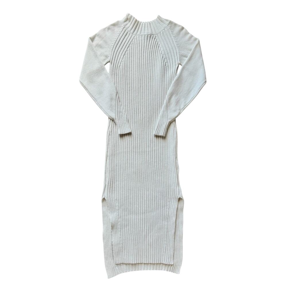 Women’s Lulus Ivory Mock Neck Midi Sweater Dress (S)